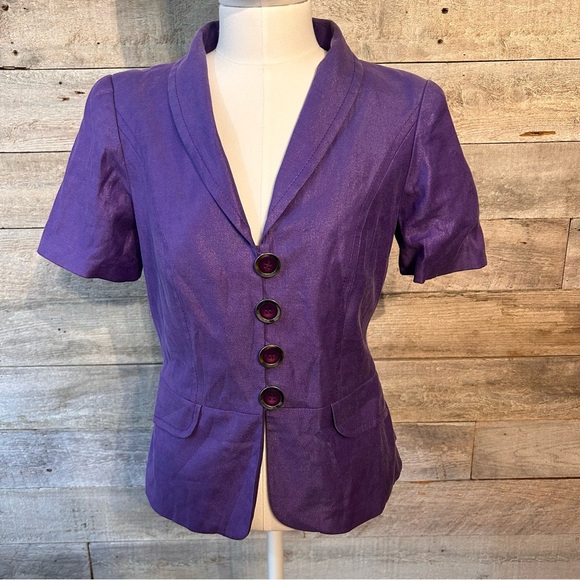 zussette Jackets & Blazers - Vintage Zussette women’s purple shimmer short sleeved jacket in size small